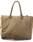 OHLAY KB348 TOTE Upcycled Canvas Genuine Leather women bag western handbag purse