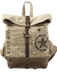 OHLAY KB349 Backpack Upcycled Canvas Genuine Leather women bag western handbag purse