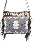 OHLAY KB350 Cross Body Upcycled Canvas Hair-On Genuine Leather women bag western handbag purse