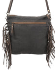 OHLAY KB350 Cross Body Upcycled Canvas Hair-On Genuine Leather women bag western handbag purse