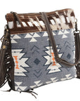OHLAY KB350 Cross Body Upcycled Canvas Hair-On Genuine Leather women bag western handbag purse