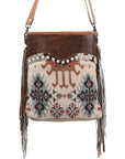 OHLAY MESSENGER Upcycled Wool Upcycled Canvas Embossed Hair-on Genuine Leather women bag western handbag purse