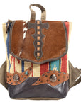 OHLAY KB364 Backpack Upcycled Canvas Hair-On Genuine Leather women bag western handbag purse