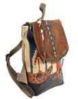 OHLAY KB364 Backpack Upcycled Canvas Hair-On Genuine Leather women bag western handbag purse