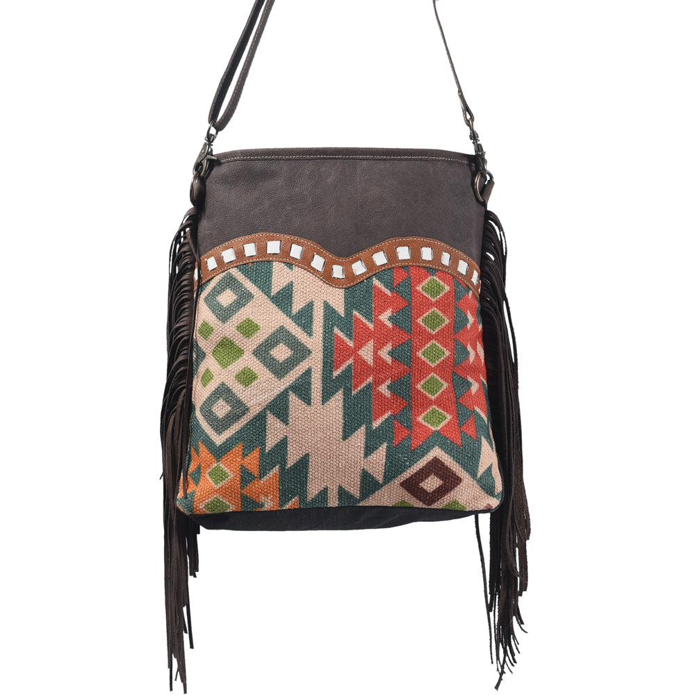 OHLAY MESSENGER Upcycled Wool Upcycled Canvas  Genuine Leather women bag western handbag purse