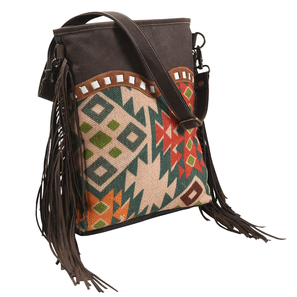 OHLAY MESSENGER Upcycled Wool Upcycled Canvas  Genuine Leather women bag western handbag purse