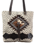 OHLAY KB370 TOTE Upcycled Wool Upcycled Canvas Embossed Hair-on Genuine Leather women bag western handbag purse