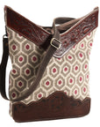 OHLAY MESSENGER Hand Tooled Upcycled Wool Upcycled Canvas  Genuine Leather women bag western handbag purse