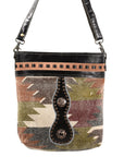 OHLAY MESSENGER Upcycled Wool Upcycled Canvas  Genuine Leather women bag western handbag purse