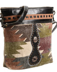 OHLAY MESSENGER Upcycled Wool Upcycled Canvas  Genuine Leather women bag western handbag purse