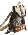OHLAY KB378 Backpack Upcycled Canvas Hair-On Genuine Leather women bag western handbag purse