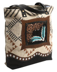 OHLAY KB386 TOTE Hand Tooled Upcycled Wool Upcycled Canvas Genuine Leather women bag western handbag purse