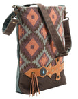 OHLAY MESSENGER Upcycled Wool Upcycled Canvas  Genuine Leather women bag western handbag purse