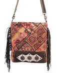 OHLAY MESSENGER Upcycled Wool Upcycled Canvas Hair-on Genuine Leather women bag western handbag purse
