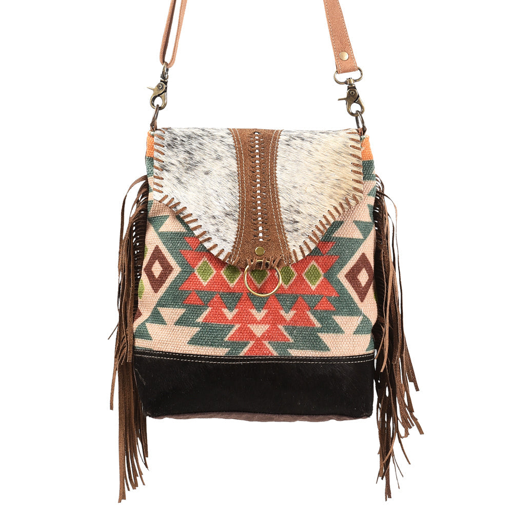 OHLAY MESSENGER Upcycled Wool Upcycled Canvas Hair-on Genuine Leather women bag western handbag purse