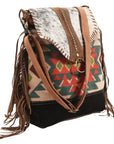 OHLAY MESSENGER Upcycled Wool Upcycled Canvas Hair-on Genuine Leather women bag western handbag purse