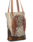 OHLAY KB394 TOTE Hand Tooled Upcycled Wool Upcycled Canvas Genuine Leather women bag western handbag purse