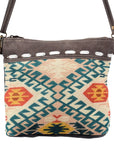 OHLAY KB395 Cross Body Upcycled Wool Upcycled Canvas Genuine Leather women bag western handbag purse