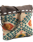 OHLAY KB395 Cross Body Upcycled Wool Upcycled Canvas Genuine Leather women bag western handbag purse
