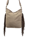OHLAY KB396 Cross Body Hand Tooled Upcycled Wool Upcycled Canvas Hair-On Genuine Leather women bag western handbag purse