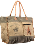 OHLAY KB412 TOTE Upcycled Canvas Genuine Leather women bag western handbag purse