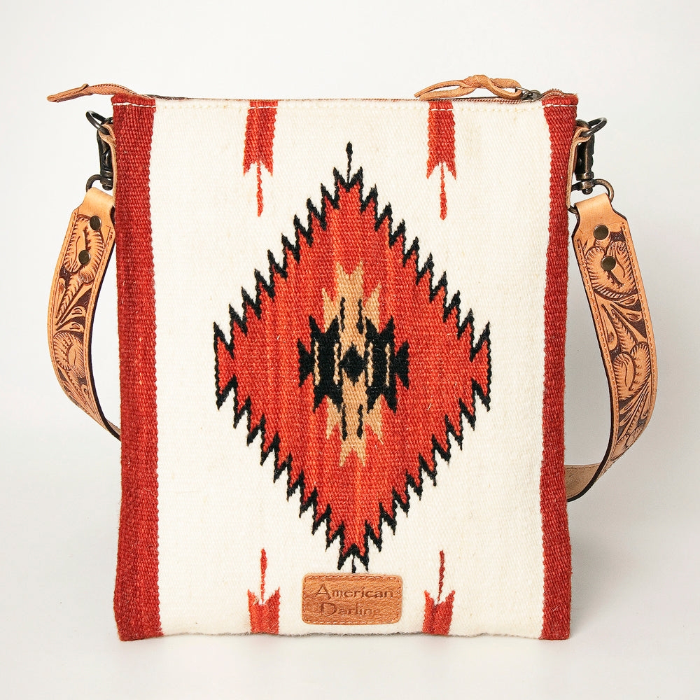 American Darling Hand Tooled Saddle Blanket Genuine Leather Women Bag Western Handbag Purse