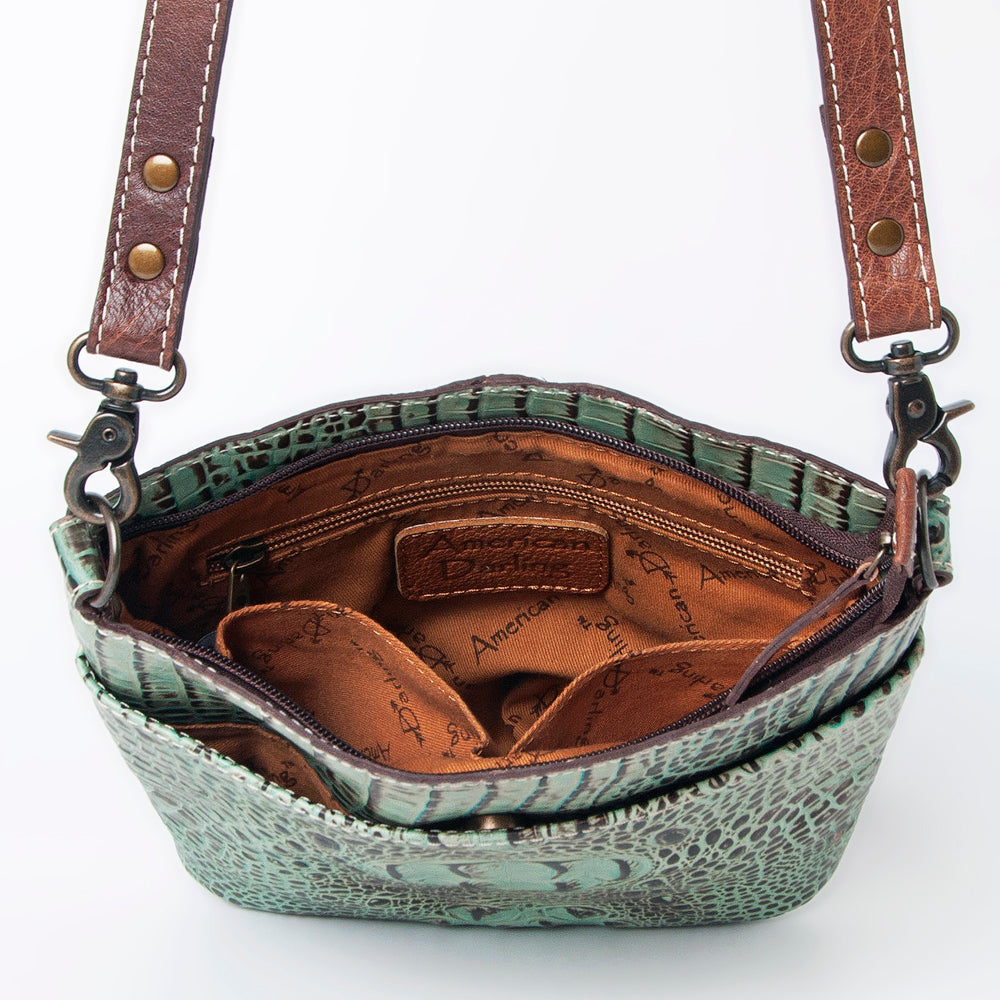American Darling Crocodile Embossed Genuine Leather Women Bag Western Handbag Purse