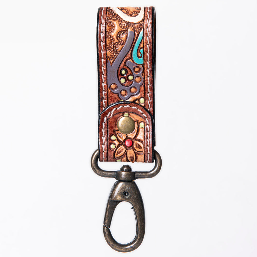 American Darling ADKR210F Hand Tooled Carved Genuine Leather Keyring