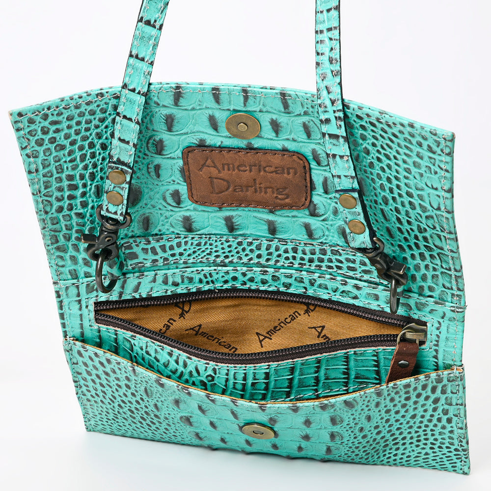 American Darling Crocodile Embossed Genuine Leather Women Bag Western Handbag Purse