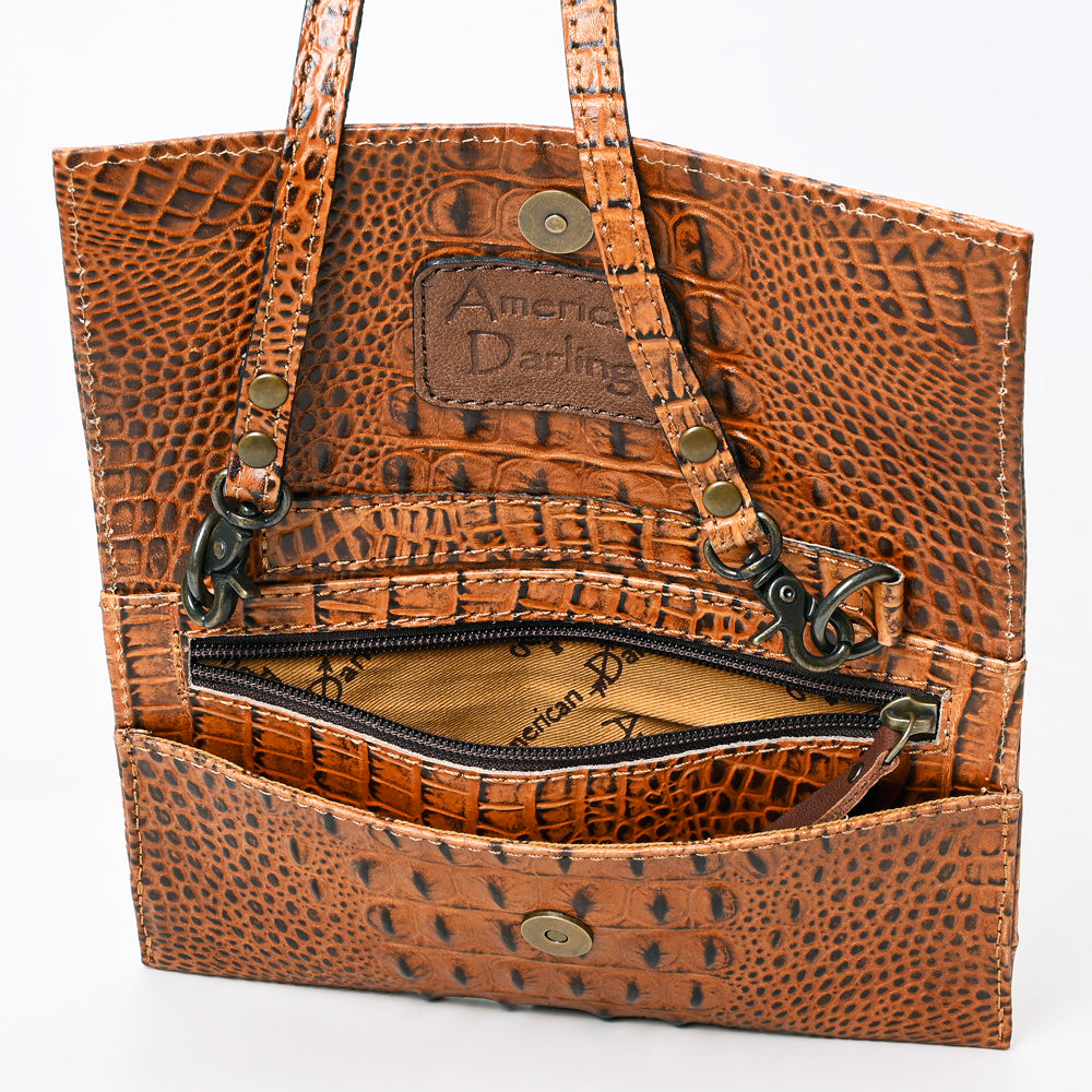 American Darling Crocodile Embossed Genuine Leather Women Bag Western Handbag Purse