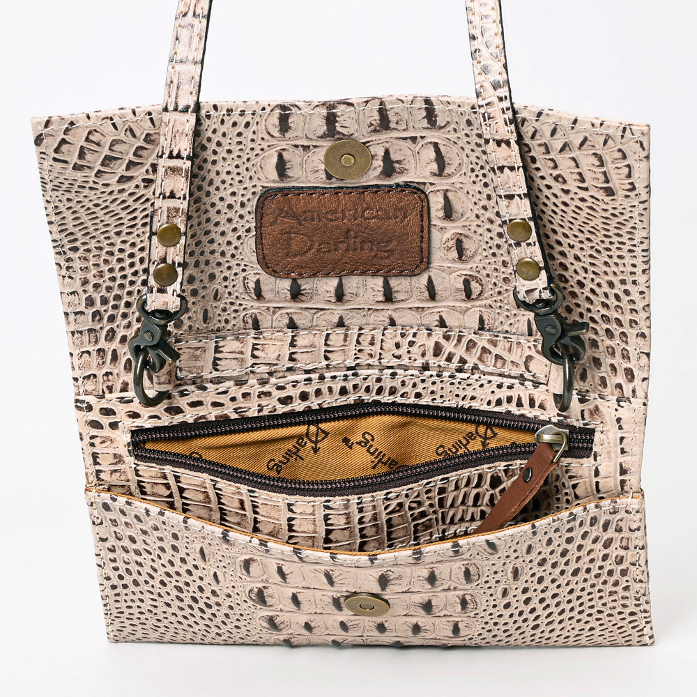 American Darling Crocodile Embossed Genuine Leather Women Bag Western Handbag Purse