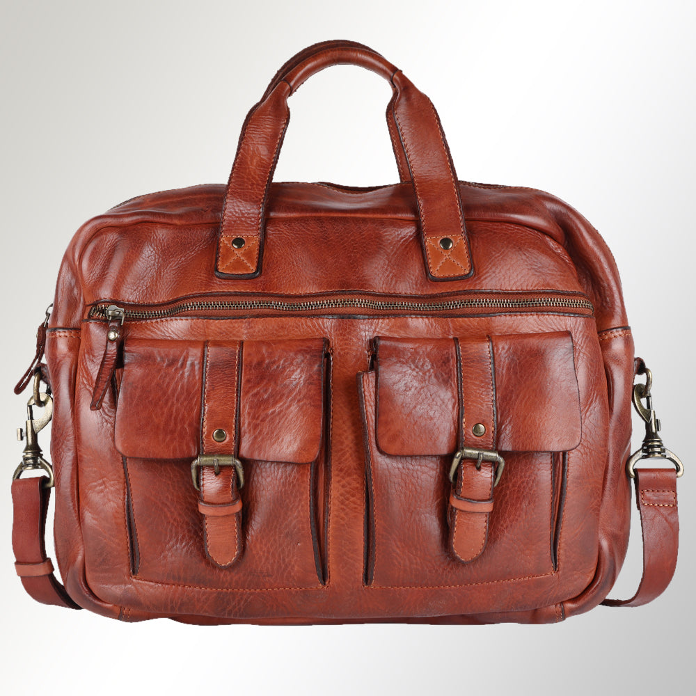 Spaghetti Western Swc405Cg Briefcase Vintage Handmade Drum Dyed Genuine European Cowhide Leather Women Bag Western Handbag Purse