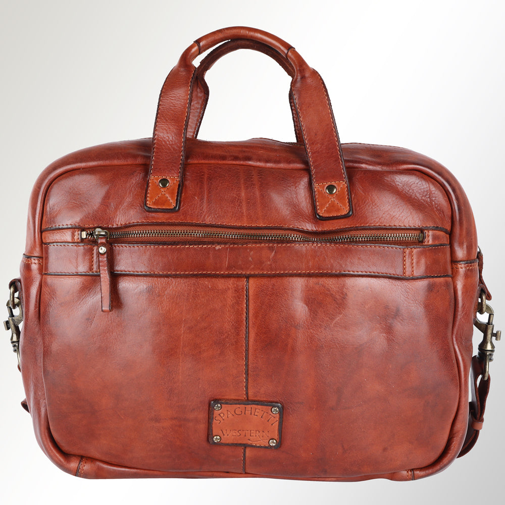 Spaghetti Western Swc405Cg Briefcase Vintage Handmade Drum Dyed Genuine European Cowhide Leather Women Bag Western Handbag Purse
