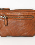 Spaghetti Western Swc436Tan Coin Purse Vintage Handmade Drum Dyed Genuine European Cowhide Leather Women Bag Western Handbag Purse