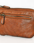 Spaghetti Western Swc436Tan Coin Purse Vintage Handmade Drum Dyed Genuine European Cowhide Leather Women Bag Western Handbag Purse