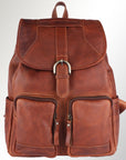 Spaghetti Western Swc427Tbrn Backpack Vintage Handmade Drum Dyed Genuine European Cowhide Leather Women Bag Western Handbag Purse