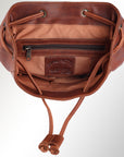 Spaghetti Western Swc427Tbrn Backpack Vintage Handmade Drum Dyed Genuine European Cowhide Leather Women Bag Western Handbag Purse