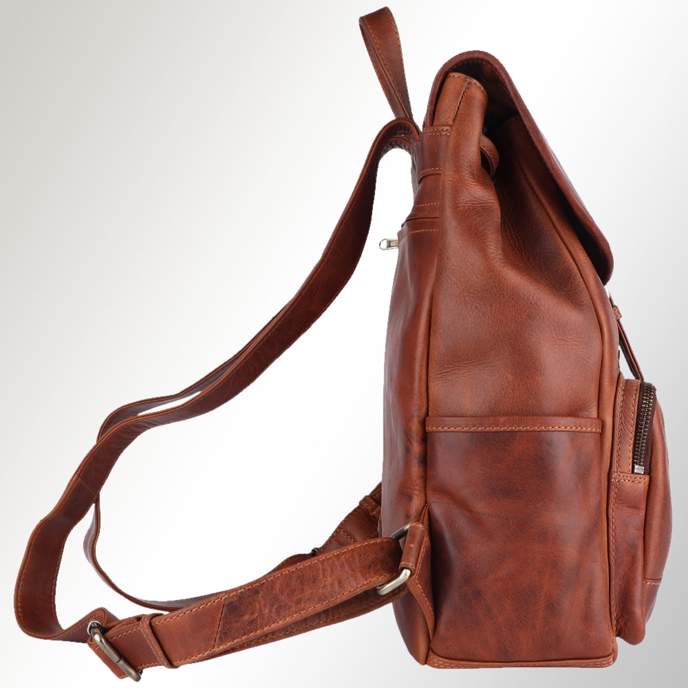 Spaghetti Western Swc427Tbrn Backpack Vintage Handmade Drum Dyed Genuine European Cowhide Leather Women Bag Western Handbag Purse