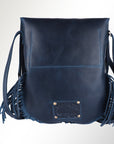 Spaghetti Western Swc429Blu Large Crossbody Vintage Handmade Drum Dyed Genuine European Cowhide Leather Women Bag Western Handbag Purse