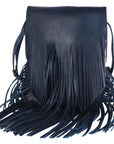 Spaghetti Western Swc429Blu Large Crossbody Vintage Handmade Drum Dyed Genuine European Cowhide Leather Women Bag Western Handbag Purse