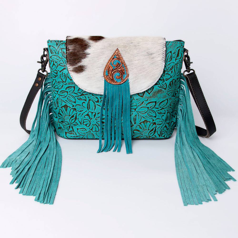 Ohlay Bags KBG166 Cross Body Hand Tooled Embossed Hair-On Genuine Leather Women Bag Western Handbag Purse