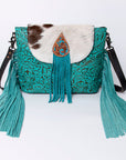 Ohlay Bags KBG166 Cross Body Hand Tooled Embossed Hair-On Genuine Leather Women Bag Western Handbag Purse