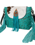 Ohlay Bags KBG166 Cross Body Hand Tooled Embossed Hair-On Genuine Leather Women Bag Western Handbag Purse