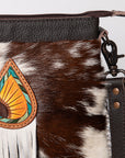 SKBG168 Ohlay Western Genuine Hair-On  Leather Hand Tooled Women Clutch Bags