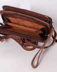 American Darling Hand Tooled Hair On Genuine Leather Women Bag Western Handbag Purse