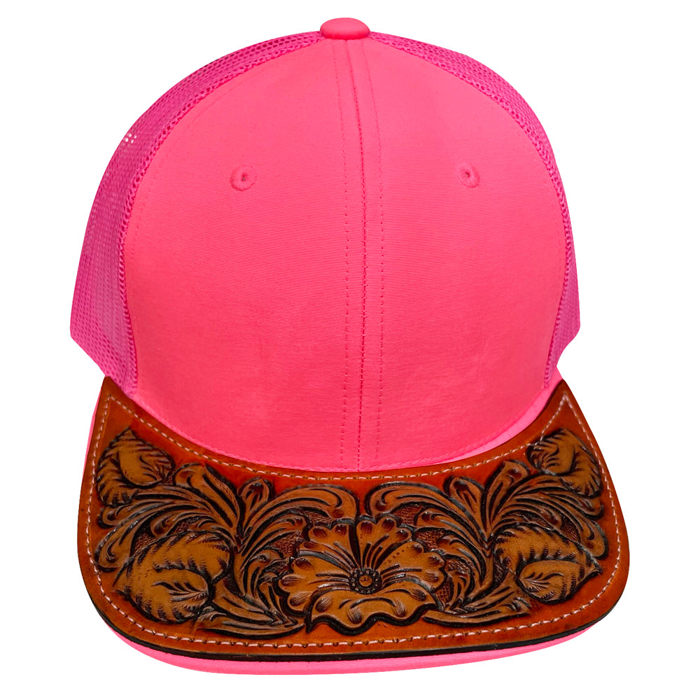 American Darling Men Women Adjustable Cap With Leather On Visor Red