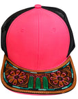 American Darling Men Women Adjustable Cap With Leather On Visor Red w/ Black