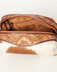 American Darling ADBG994 Toiletry Hand Tooled Hair-On Genuine Leather Women Bag Western Handbag Purse