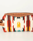 American Darling Toiletry Hand Tooled Saddle Blanket Fabric Genuine Leather Western Women Bag Handbag Purse | for Cute