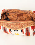 American Darling Toiletry Hand Tooled Saddle Blanket Fabric Genuine Leather Western Women Bag Handbag Purse | for Cute